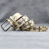 Недорогие Мужские ремни-Муж. ремень Автоматическая пряжка Быстрый выпуск Кожа PU Сплав Винтаж Прочный Регулируется Крест Черепа Синий Серебряный на открытом воздухе Повседневные Пояс на талию