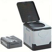 お買い得  キャンプ用品-ゴミ箱付きポータブル車用トイレ - 耐久性のあるPP素材で、RVや屋外キャンプに最適 &amp;緊急事態 - 換気スリットを備えた洗練されたデザインのRVトイレ