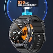 Χαμηλού Κόστους Smartwatch-Νέο στρατιωτικό έξυπνο ρολόι για άνδρες με φακό LED, πυξίδα 1.43, λειτουργίες οθόνης AMOLED, ανθεκτικό έξυπνο ρολόι για iOS και Android