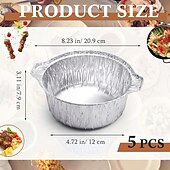 お買い得  キャンプ用品-ポータブル 10/5個 使い捨てアルミ鍋 蓋付き 丸型ホイルパン 耐久性のある調理器具 食品容器 休暇旅行 キャンプ ベーキング 加熱調理用 (33.8オンス)