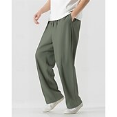 economico Pantaloni della tuta-Per uomo Pantaloni in cotone e lino Pantaloni Pantaloni della tuta a gamba dritta Tasca Elastico in vita Coulisse Semplice Comodità Sport all&#039;Aperto Quotidiano Moda Casual Nero Bianco Micro-elastico