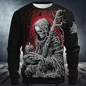 economico Gotico &amp; Teschio-Halloween Per uomo Diavolo Mietitrice Felpa Maglia Felpa con cappuccio Girocollo Punk Stampa 3D Vacanza Ferie Nero 1 Nero Girocollo 3D Grafico Autunno Tutte le stagioni progettista