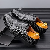 economico Formale-scarpe da uomo con triplo cinturino in similpelle intrecciata e testurizzata – design con fibbia unica per uomini alla moda, banchetti e ricevimenti serali