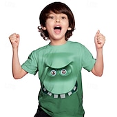 ieftine Viziune 3D și geometrie a băiatului-Băieți 3D Desene Animate Tricou Manșon scurt Vară Primăvară Modă De Bază Copii 4-12 ani Stil Nautic În aer liber Casual Zilnic Fit regulat