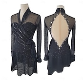 economico Abiti da Pattinaggio Artistico-Abito da pattinaggio artistico Per donna Ragazze Pattinaggio sul ghiaccio Vestito Nero Foro per il pollice tintura sfumata Alta elasticità Professionale Competizione Vestiti da pattinaggio sul