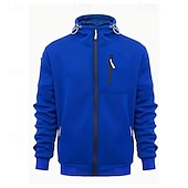 abordables sweats à capuche basiques pour hommes-Homme Sweat à capuche Sweat à capuche zippé intégral Noir Blanche Vin bleu marine Bleu Roi À capuche Uni Zip Up Avec Poches Sport &amp; Loisir Quotidien Fête Polyester Streetwear Basique Occasionnel
