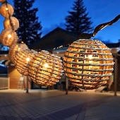 cheap Outdoor Lighting-Rattan Wire Ball Style Decorative Lantern String Lights - 10 Lights Globe Rattan Wicker Ball String Lights Indoor Outdoor Patio String Light for Home Pergola Porch Party Backyard