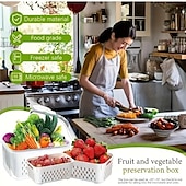 cheap Kitchen Utensils &amp; Gadgets-6-Pack BPA-Free Polypropylene Food Storage Containers with Lids, Stackable Refrigerator Organizer Bins with Drain Tray for Fruits, Vegetables, and Dry Goods, Versatile Kitchen Storage System Ideal for Camping and Dining