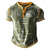halpa Geometrinen-Miesten Kuvitettu Abstrakti Henley-paita Vohveli T-paita Lyhythihainen Päivittäin Retro / vintage Klassinen Urheilu ja ulkoilu Kausaliteetti Pyhäpäivä Kevät kesä Kaikki vuodenajat Vaalea