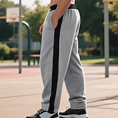 baratos Calças Desportivas-Homens Calças Esportivas Corredor Calças Calça casual Calças de Corrida Listra lateral Cintura elástica Com Cordão Tecido Conforto Comprimento total Ao ar livre Casual Diário Férias Esportes Preto