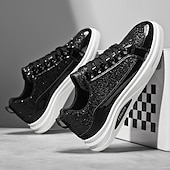 preiswerte Lässige Sneakers-Herren-Sneaker mit goldenem Glitzer, lässige Modeschuhe für Streetwear-Partys und Feiertagsveranstaltungen