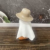 cheap Figurines &amp; Ornaments-Halloween Cowboy Cute Ghost Decoration Resin Figurine, Spooky Resin Sculpture Decor, Small Desktop Statue for Home, Office, Party Decoration