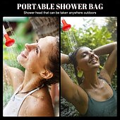 economico Attrezzatura da Campeggio-1 borsa per doccia solare portatile da 20 litri - campeggio &amp;escursionismo essenziale con secchio in PVC trasparente da 5 galloni di capacità e scaldabagno solare - perfetto per viaggi, avventure