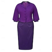 cheap Dresses-Retro Vintage 1950s 1960s Midi Two Pieces Set Pencil Skirt Peplum Top Plus Size Women&#039;s Formal Office / Career Party &amp; Evening Adults&#039; Dress Spring &amp; Summer