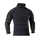 economico Cime-Per uomo Felpa con mezza zip Felpa militare Manica Lunga Collo alla coreana Top Esterno Traspirante Misto Cotone Mimetico Grigio scuro pitone nero Nero Viaggio Corsa