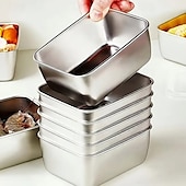 economico Utensili e gadget da cucina-Contenitori per alimenti in acciaio inossidabile da 7 pezzi con coperchi a scatto, scatole per la preparazione dei pasti impilabili a prova di perdite per campeggio, picnic, casa, ufficio e pranzo a