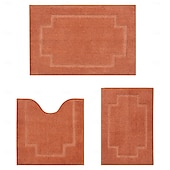 levne Sada 3 ks koupelnových koberců-obdélníkový 3/5&quot; (1,5 cm) Rohožky na stroji Polyester Non Skid Klasické Pevná barva