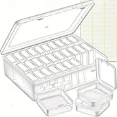 billige Lagring og oppbevaring-30 stk. klare oppbevaringsbokser av plast, slitesterke organiseringsbeholdere for perler, smykker og håndverk, perfekt gave- og smykkeskrin