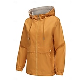 billiga Trenchcoats-Dam Trenchcoat Hoodiejacka Bekväm Andningsfunktion Dragkedja Ficka Ledigt Slät Semester Gata Dagliga kläder Utekväll Dragkedja Normal Luvtröja Normal Långärmad Ytterkläder Svart Gul Vin Vår Höst