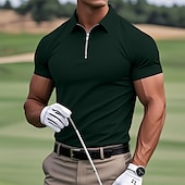 abordables Polo classique pour homme-Homme Polo Polo quart de zip Occasionnel Sports Revers Zip quart Manche Courte Mode Basique Uni Quart de zip Été Printemps Coupe Standard Vert Armée Vin Noir Blanche bleu marine Bleu Roi Polo