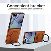 abordables Coques Samsung-téléphone Coque Pour Samsung Galaxy Z Flip 7 Z Flip 6 Z Flip 5 Z Flip 4 Z Flip 3 Coque Arrière Supporte la Charge Sans Fil Support Antichoc Rétro TPU faux cuir