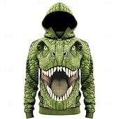 economico Stampa animale-Per uomo Animale Coccodrillo Felpe con cappuccio Felpa Abbigliamento esterno Felpa con cappuccio Girocollo Cool Stampa 3D Club Abbigliamento casual alla moda Bianco Verde Coulisse Autunno Inverno