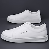 billige Sneakers til herrer-Herre Treningssko Gange Fritid Mikrofiber Bekvem Sklisikker Pustende Nylonteip Tøfler Svart Hvit Blå Sommer Vår