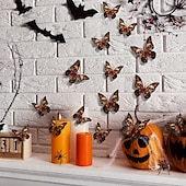 olcso Halloween-Halloween 3D csontváz pillangó faldekoráció - 12 db py3041 matrica háttérként