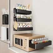 cheap Kitchen Storage-2pcs Large Magnetic Storage Baskets, No Drilling or Adhesive, Removable Multi-Purpose Racks for Fridge, Microwave, Washer Side, Magnetic Spice Organizer for Kitchen