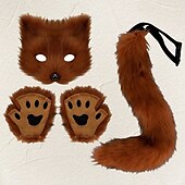 abordables Accesorios para el peinado del cabello-Conjunto de cola de zorro con cinturón ajustable y antifaz seductor: conjunto de disfraz de cosplay, ropa fetiche, atuendo sexy para juegos de rol para Halloween, fiestas y presentaciones.