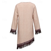 levne Boho šaty-Dámské Midi šaty Boho šaty Šaty s potiskem Westernové šaty Módní Moderní Venkovní Dovolená Běžný Květiny Dlouhý rukáv Do V Khaki Léto