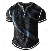 preiswerte Geometrisch-Herren Geometrisch Abstrakt Henley Hemd Waffel-T-Shirt Kurzarm Täglich Retro Vintage Klassisch Sport im Freien Lässig Ferien Frühling &amp; Sommer Ganzjahres Gelb Blau Purpur Grau Henley Henley T-Shirt