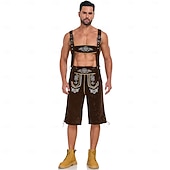 abordables pantalones de cuero-Oktoberfest Lederhosen Camisas Sombrero alpino bávaro Alemán prados Hombre Carnaval Fiesta Festival de Cerveza Paño de estilo tradicional Blusa Pantalones cortos Accesorios