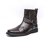 levne Biker Boots-Pánské Boty Motorkářské boty Chůze Vinobraní Na běžné nošení Bristké PU kůže Pohodlné Protiskluzové Teplý Kotníčkové Povaleč Elastická gumička Černá Hnědá Podzim Zima