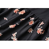 preiswerte Ausgefallene Kleider-Damen Midikleid Boho-Kleid Druckkleid Westernkleid Mode Outdoor Urlaub Wochenende Normale Passform Einfach Langarm V Ausschnitt Schwarz Sommer