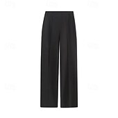 economico pantaloni eleganti da donna-Per donna Pantaloni Eleganti Gamba larga Pantaloni Moda Streetwear Lunghezza intera Vita Alta Semplice Elastico in vita Traspirabilità Confortevole Streetwear Abbigliamento quotidiano Uscire Nero