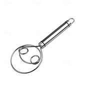 cheap Kitchen Utensils &amp; Gadgets-Stainless Steel Magic Dough Whisk Double Loop Mixer, Handheld Flour Dough Mixing Tool, Manual Egg Beater and Bread Batter Stirrer for Baking, Kitchen Utensil for Pastry and Pizza Dough