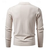 cheap Men&#039;s Cardigan Sweater-Men&#039;s Cardigan Sweater Cropped  Sweater Knit Sweater Ribbed Knit Regular Tops Buttons Jacquard Plain V Neck Fashion Classic Vacation Daily Wear Clothing Apparel Fall Winter Black Navy Blue S M L