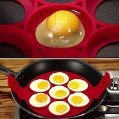 cheap Kitchen Utensils &amp; Gadgets-Non Stick Silicone Pancake Mold Ring Seven Hole Egg Ring for Cooking High Temperature Resistant Round Mold for Fried Eggs Pancakes and Baking Kitchen Tool