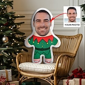 abordables Cadeaux personnalisés-Coussin personnalisé avec photo de Noël coussin visage minime humanoïde amusant cadeau de Noël pour lui et elle poupée mini moi