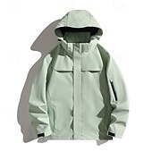 preiswerte Wasserdichte Jacken-Herren Windjacke Wanderjacke Hardshelljacke Außen Wasserdicht Winddicht Wanderoutfits Wanderbekleidung Frühling Herbst Oberteil Camping / Wandern / Höhlenforschung Laufen Einfarbig Schwarz Armeegrün