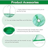 Χαμηλού Κόστους έλεγχος παρασίτων-Πακέτο 4 παγίδων μυγών για εξωτερικούς χώρους, παγίδες μυγών, κρεμαστά κλουβιά για εσωτερικούς ή εξωτερικούς χώρους, αγροκτήματα, πάρκα, στάβλους, κήπους, εστιατόρια