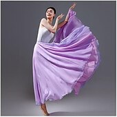 お買い得  バレエダンスウェア-女性用妖精叙情的なダンススカート両面モダンバレエスイングスカートダンスドレスパフォーマンス写真撮影用