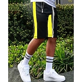 baratos Shorts de moletom-Homens calções atléticos Shorts de moletom Calção Shorts de verão Bolsos Cintura elástica Com Cordão Bloco de cor Conforto Respirável Curto Ao ar livre Esportes Clássico Casual Preto Amarelo