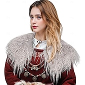 preiswerte Umhänge &amp; Mäntel-Retro Vintage Mittelalterlich Renaissance Umhang Schals Kunstpelzkostüm Krieger Wikinger Damen Vikinger Halloween Karneval Leistung Party LARP Erwachsene Schal
