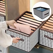 cheap Clothes Drawer Organizers-2Pcs Foldable Jeans Organizer for Closet, Large Capacity Houndstooth Storage Box, Dustproof Foldable Clothes Storage Bin for Home Organization