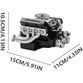 billiga Skulpturer-V8-motor hartsprydnad bensin liten blockmotor modellbyggsatser invecklad växeldesign motorfigur skulptur hantverk för skrivbord bokhylla dekoration