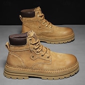 economico Stivali da lavoro-stivali da lavoro in pelle scamosciata color cuoio da uomo – stivaletti casual con lacci per l'escursionismo, il lavoro agricolo e l'uso quotidiano