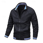 abordables Vestes Décontractées-Homme Veste Légère Veste Décontractée Vacances Quotidien Avec Poches Printemps Automne Imprimé Mode Classique Col montant Régulier Noir Bleu de minuit Veste