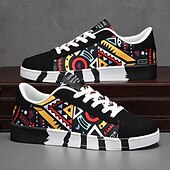 cheap Men&#039;s Sneakers-Men&#039;s Sneakers Walking Casual PU Leather Canvas Comfortable Slip Resistant Breathable Lace-up Black White Red Summer Spring